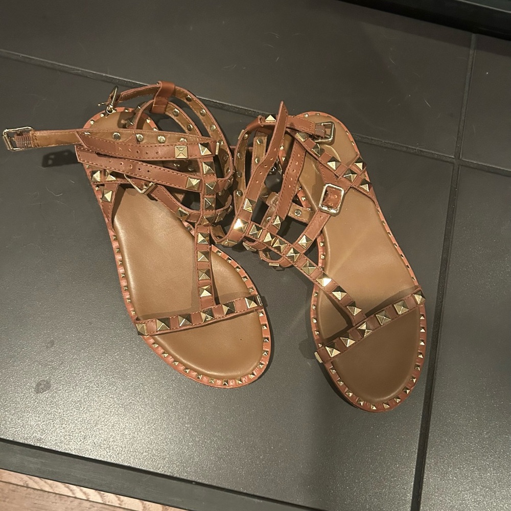 Ash Brown Studded Gladiator Sandals Size 6
